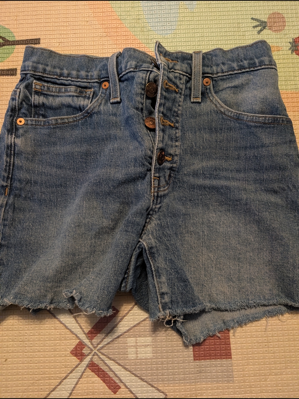 Madewell Washed Blue Button-Fly Denim Shorts